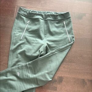 ALO Yoga Kids Green Leggings with Zipper Details